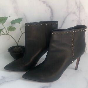 Valentino Garavani Rockstud Leather Heeled Ankle Booties Blk EU 39/ US Size 9